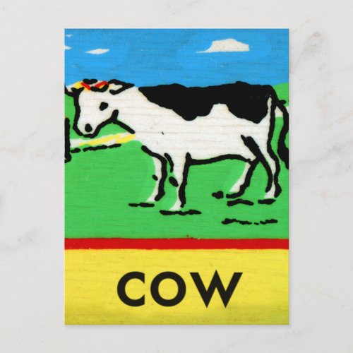 Vintage Cows Kids Spelling Alphabet C is for Cow Postcard