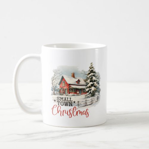 Vintage cozy Christmas scene in small town farm  Coffee Mug