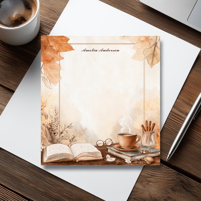 Vintage Cozy time with cup of coffee and book  Notepad (Vintage Cozy time with cup of coffee and book Notepad)