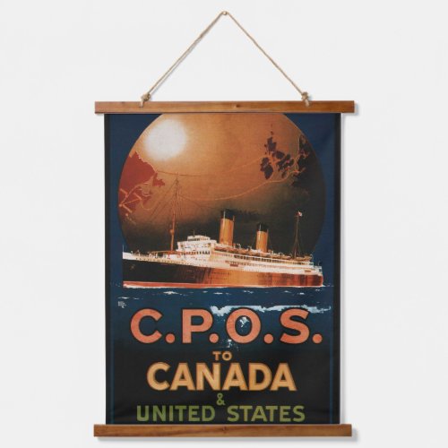 Vintage CPOS to Canada United States Ship Travel  Hanging Tapestry