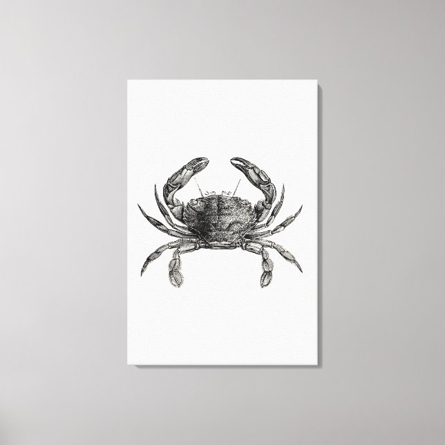 Vintage Crab Antique Crabs Personalized Template Canvas Print (Front)