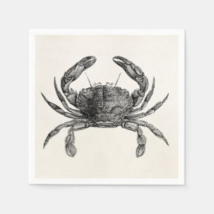 Vintage Crab Antique Crabs Personalized Template Paper Napkins
