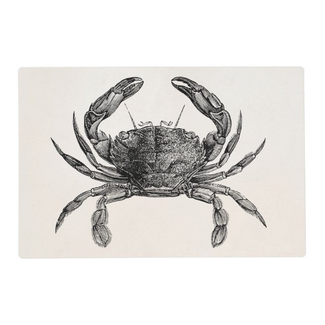 Vintage Crab Antique Crabs Personalized Template Placemat (Front)
