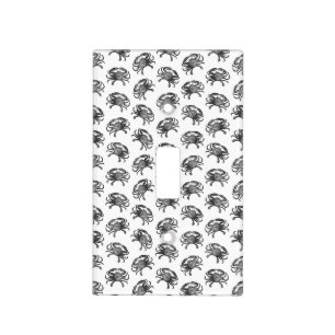 Vintage Crab Art Pattern CUSTOM BACKGROUND COLOR Light Switch Cover