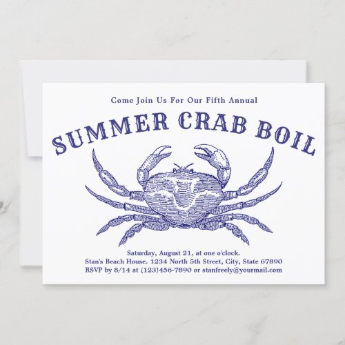 Vintage Crab Boil or Bake Invitation Template