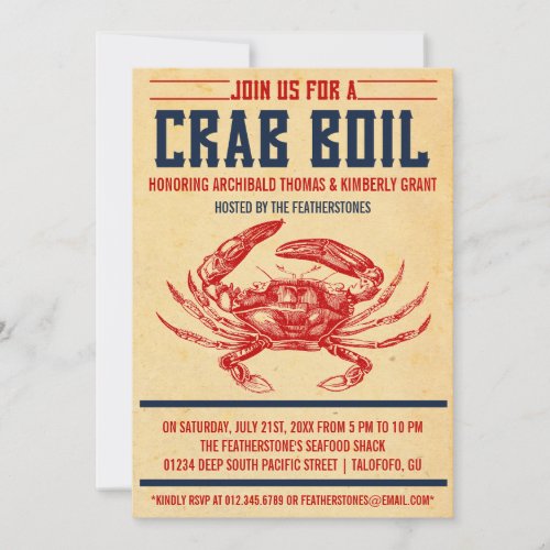 Vintage Crab Boil Party Invitations
