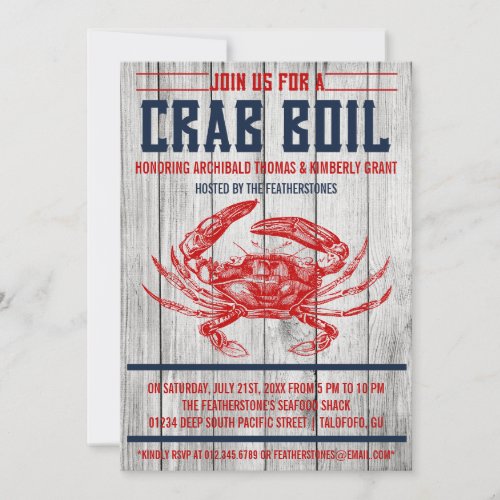 Vintage Crab Boil Party Invitations