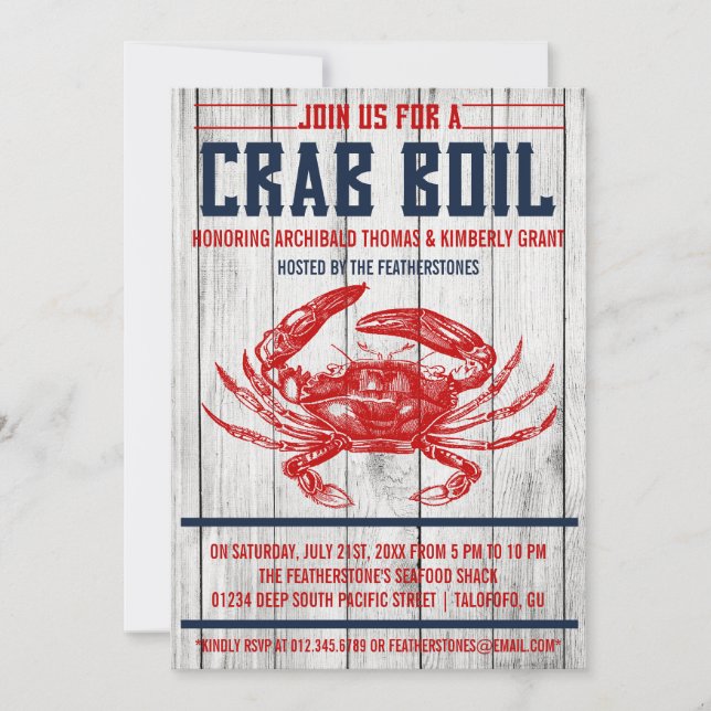 Vintage Crab Boil Party Invitations (Front)