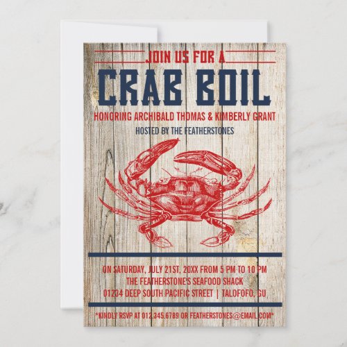 Vintage Crab Boil Party Invitations