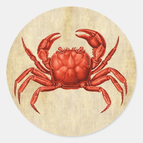 Vintage Crab Design Classic Round Sticker