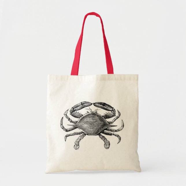 Vintage Crab Drawing Tote Bag (Front)