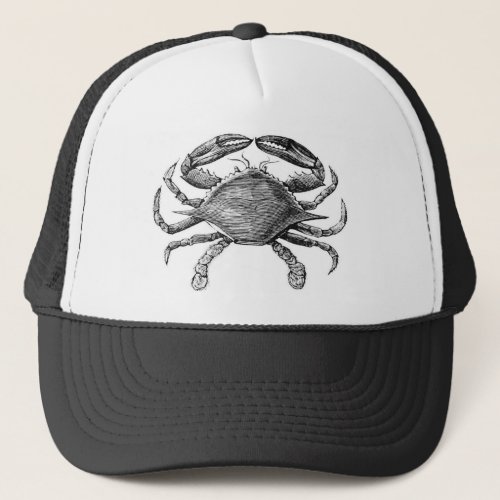 Vintage Crab Drawing Trucker Hat