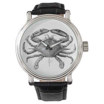 Vintage Crab Drawing Watch by Alleycatshirts at Zazzle