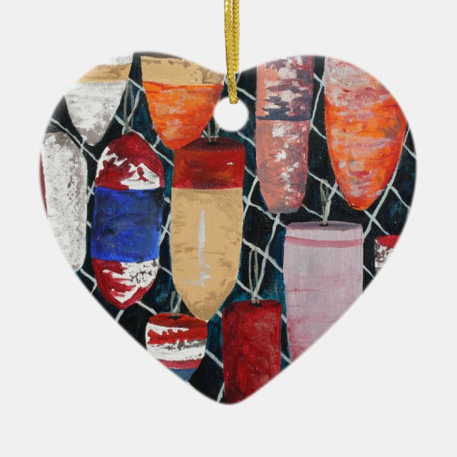 vintage crab fishing buoy ceramic ornament (Front)