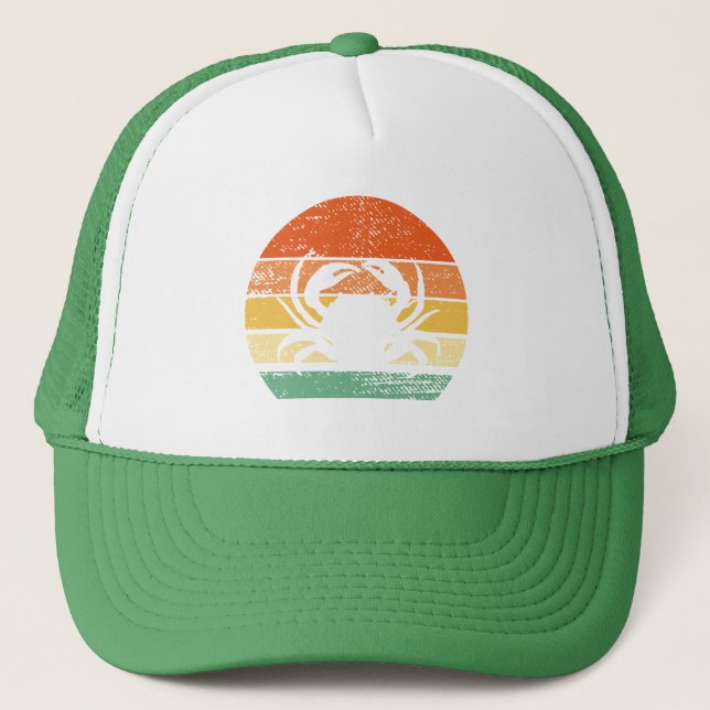 Vintage Crab Lover Funny Crab Retro Trucker Hat (Front)