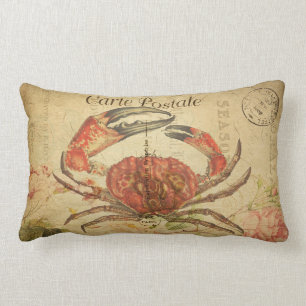 Vintage Crab Lumbar Pillow Carte Postale
