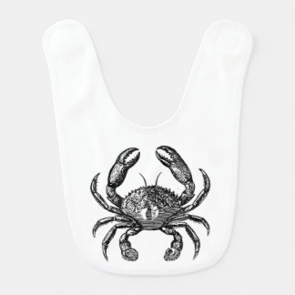 Vintage crab sketch baby bib