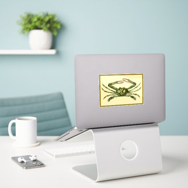 Vintage Crab Sticker (Laptop On Desk)