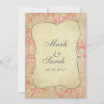 Vintage Crackled Pink Cherry Blossoms Invitation at Zazzle