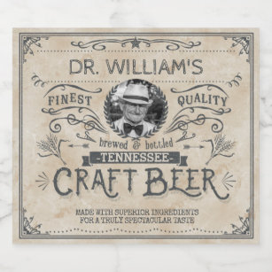 Vintage Craft Beer Custom Brewer Photo Beer Bottle Label