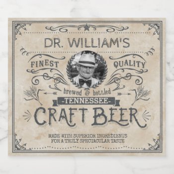 Vintage Craft Beer Custom Brewer Photo Beer Bottle Label by FunnyTShirtsAndMore at Zazzle
