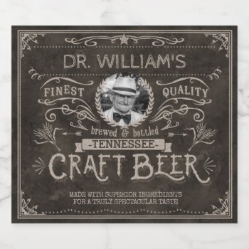 Vintage Craft Beer Custom Brewer Photo Name Brown Beer Bottle Label by FunnyTShirtsAndMore at Zazzle