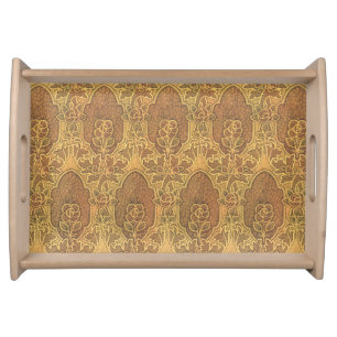 Vintage Craftsman Mackintosh Style Rose Pattern Serving Tray