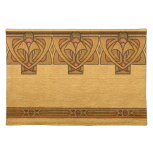 Vintage Craftsman Mission Art Nouveau Frieze Cloth Placemat
