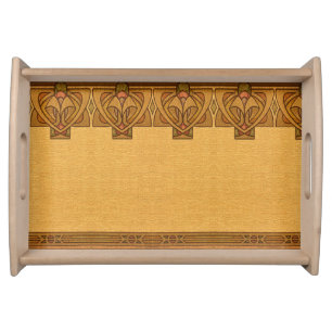 Vintage Craftsman Mission Art Nouveau Frieze Serving Tray