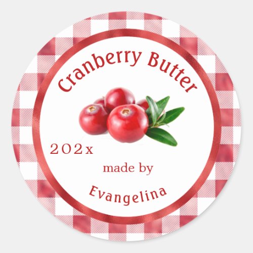 Vintage Cranberry Butter Personalized Canning Classic Round Sticker