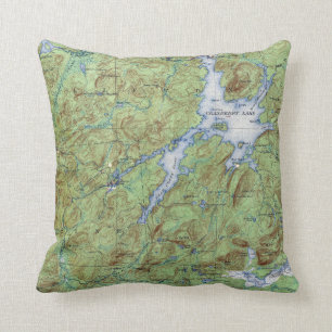 Vintage Cranberry Lake New York Topographical Map Throw Pillow