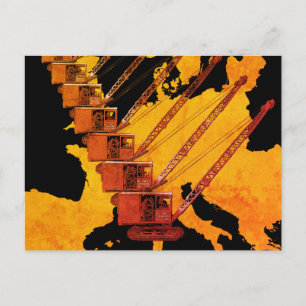 VINTAGE CRANE CRANE OPERATOR MAP OF EUROPE POSTCARD