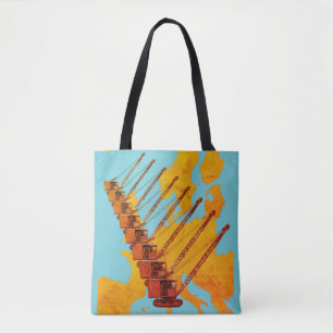 VINTAGE CRANE CRANE OPERATOR MAP OF EUROPE TOTE BAG