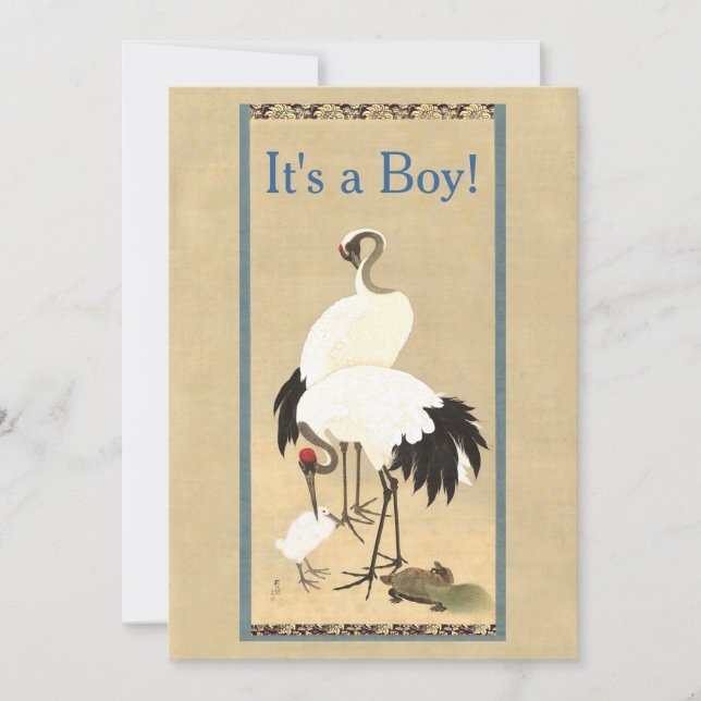 Vintage Crane Family Photo Birth Announcement (Front)