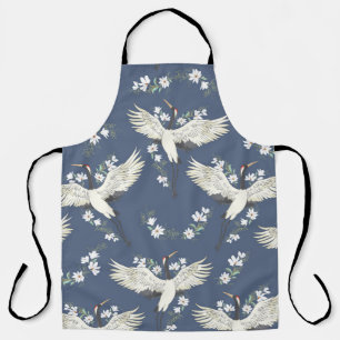 Vintage Crane: Flying Bird Pattern Apron