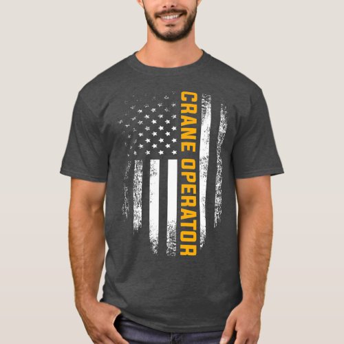Vintage Crane Operator With American Flag Cool T_Shirt