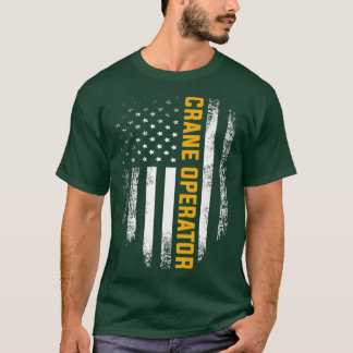 Vintage Crane Operator With American Flag Cool T-Shirt