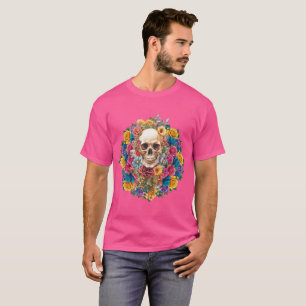 Vintage cranus surrounded by colorful flowers T-Shirt