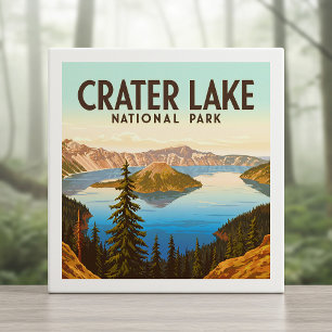 Vintage Crater Lake National Park Ceramic Tile
