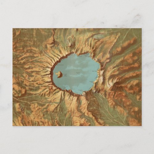 Vintage Crater Lake Oregon Map Postcard