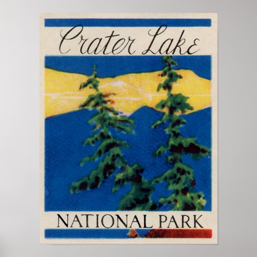 Vintage _ Crater Lake Oregon Travel Poster