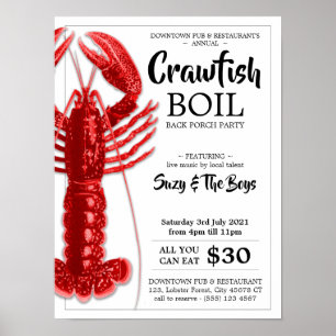 Vintage Crawfish Boil Party Restaurant Promotional Poster