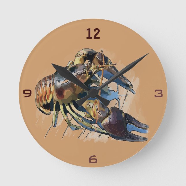 Vintage Crawfish Clock Wooden Style (Front)