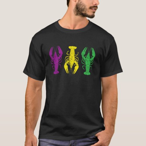 Vintage Crawfish Mardi Gras Carnival Beads Men Wom T-Shirt