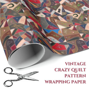 Vintage Crazy Patchwork Quilt Wrapping Paper