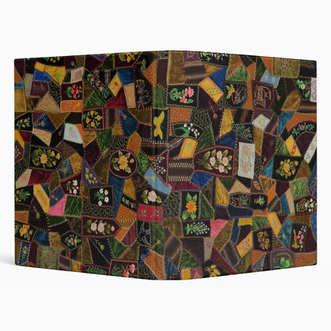 Vintage Crazy Quilt 3 Ring Binder (Background)