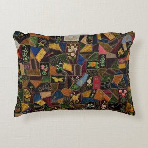 Vintage Crazy Quilt Accent Pillow