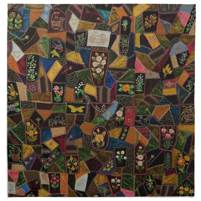 Vintage Crazy Quilt Cloth Napkin (Front)