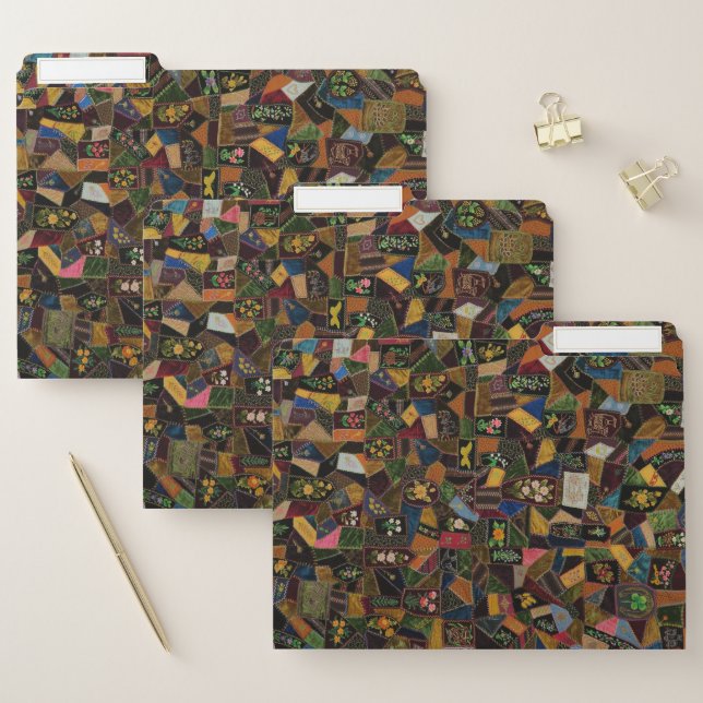 Vintage Crazy Quilt File Folder (Set)