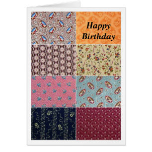 Vintage Crazy Quilt Happy Birthday